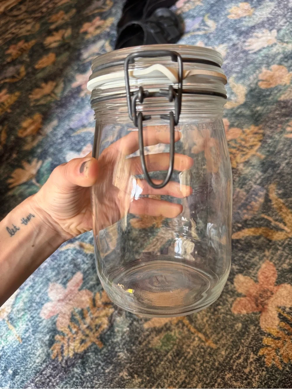 Glass Airtight Storage Jar with Metal Clamp - Clear 1 L